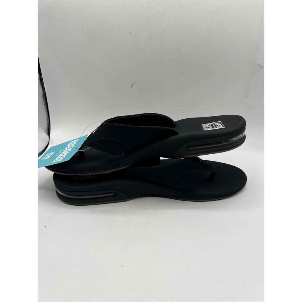 REEF Fanning Mens 10 Water Friendly Bottle Opener Sandals Flip Flops Black NWT - Picture 3 of 6